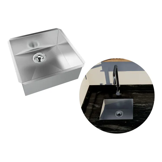 Cuba Embutir Pia Quadrada Pequena 31x30 Aço Inox Escovada