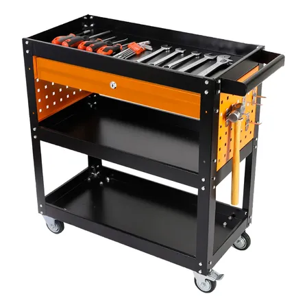 Carrinho Ferramentas Forte P/ Mecânico Oficina Aberto 120kg Preto