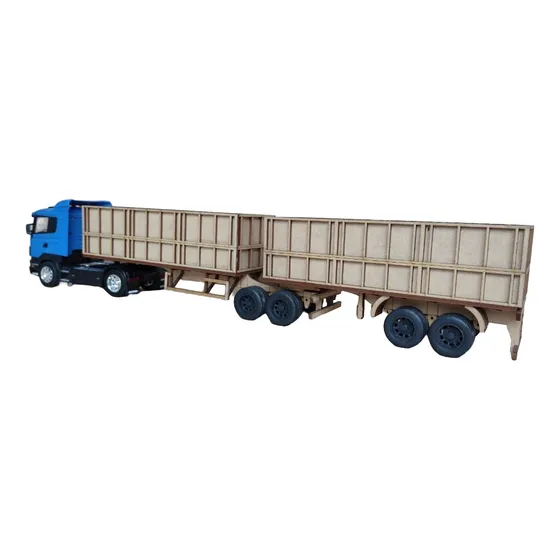 Carreta Bitrem Graneleiro Grade Alta Mdf Recorte Laser 1/32