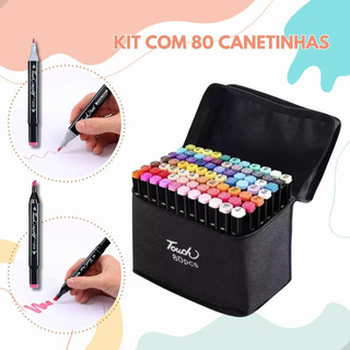 Conjunto Canetas Marcador Permanente Ponta Dupla 80 Cores Conjunto Canetas Marcador Permanente Ponta Dupla 80 Cores
