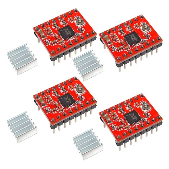 Tecneu 4 Piezas de Driver A4988 Motor A Pasos Disipador Para CNC Impresora 3d