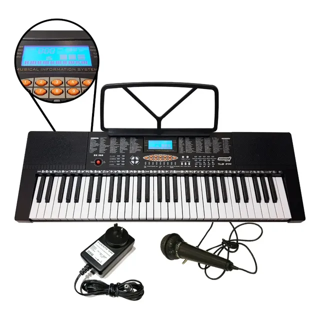Órgano Teclado Musical 61 Teclas Sunset + Microfono Fuente 