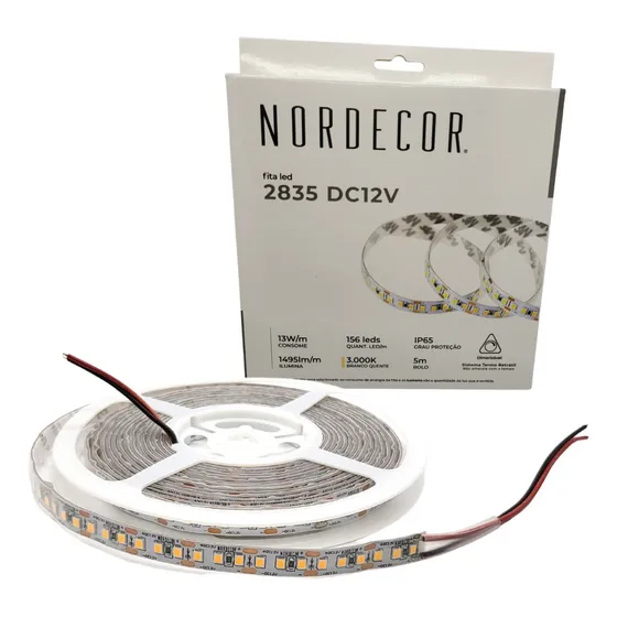 Fita Led Ip65 Para Perfil Area Externa Chuva 156leds 12v 13w Cor da luz Branco-quente 3000K
