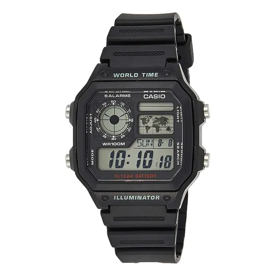 Reloj Multifunción Casio Ae1200wh-1a World Time Para Hombre
