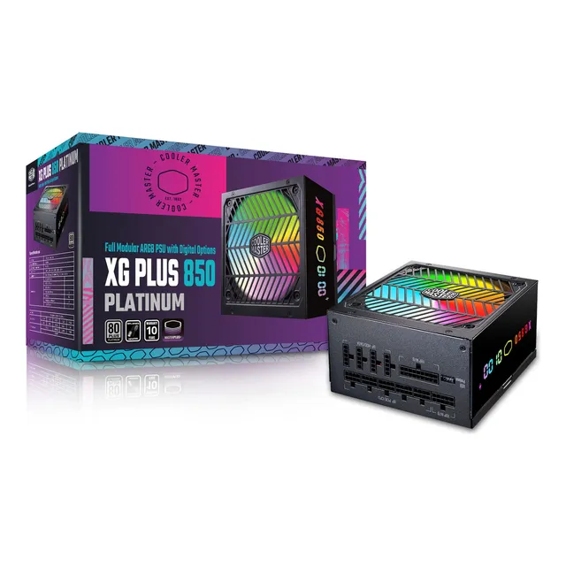 Cooler Master Xg850 Plus Platinum Argb Totalmente Modular, 850w, Panel De Información Incorporado, Ventilador Silencioso Argb De 135 Mm, Intel Atx 12v Ver 2.53, Condensadores 100% Japoneses
