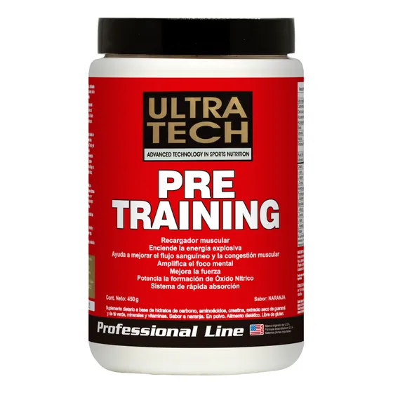Suplemento pre entreno 450 grs Ultra Tech C sabor naranja