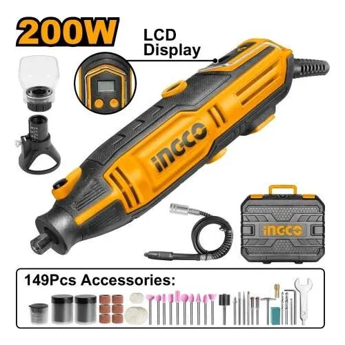 Mini Torno 200w C Pantalla Lcd Y 149 Acc Ingco Mg2008 - Smf Frecuencia 50/60