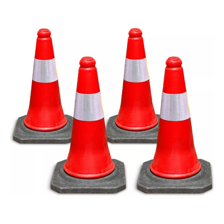 Cono Seguridad Vial Reflectivo 50cm Base De Goma Rsu Box X4u Cono Seguridad Vial Reflectivo 50cm Base De Goma Rsu Box X4u