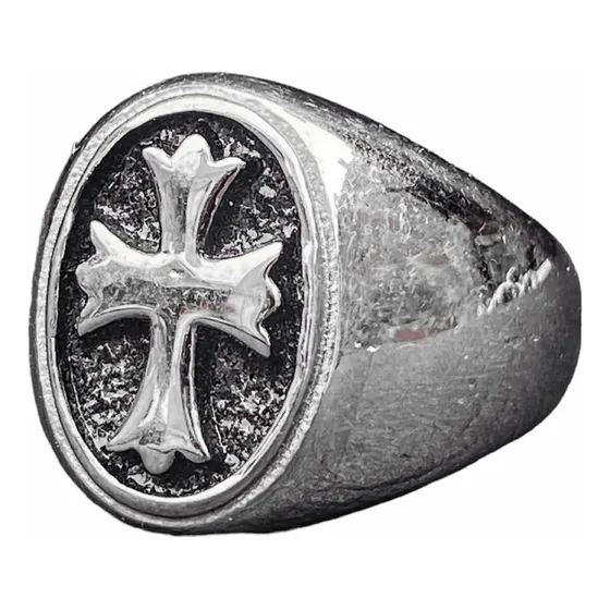 Anillo Sello Cruz Templaria Acero Skull Factory Joyas