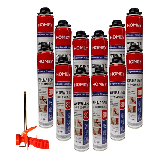 Espuma De Poliuretano 750ml Homey X 12 + Pistola