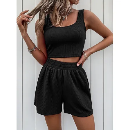 Conjunto Dos Piezas Crop Top / Short De Verano Para Mujer