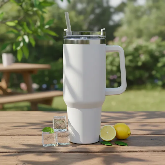 Copo Termico 1200ml Caneca Tampa Alça Canudo Grande