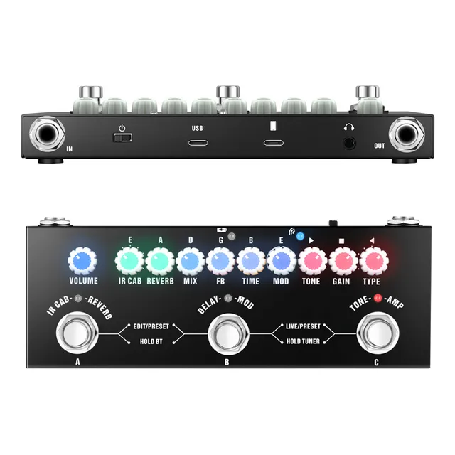 Pedal De Efectos Multiefectos Para Guitarra Eléctrica Negro
