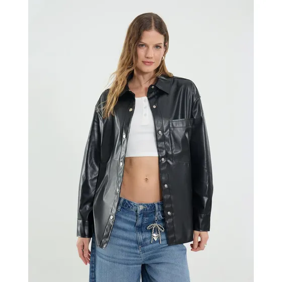 Chaqueta Para Mujer Pu Marca Ostu Color Negro #40080234