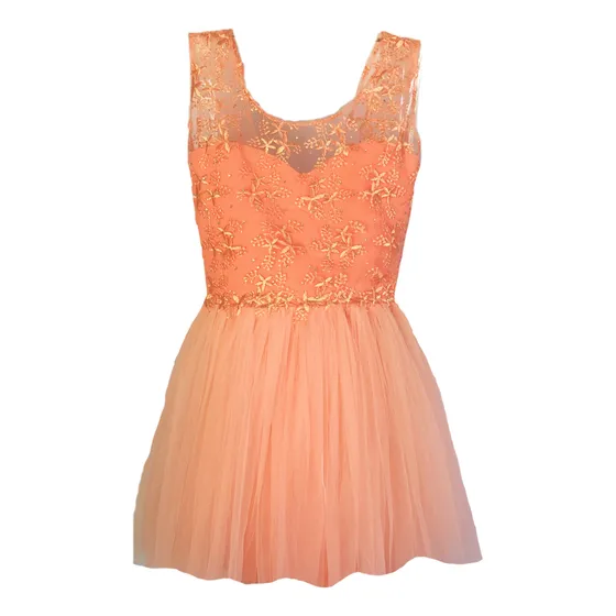 Vestido Niña Fiesta Corto Encaje Y Tul T.10
