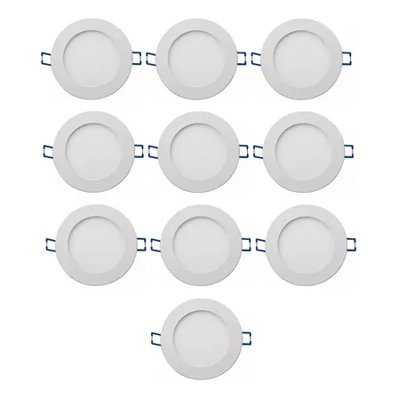 Pack 10 Focos Panel Led 3w Plafón Embutido Redondo 8.5cm Luz Cálida 3000k