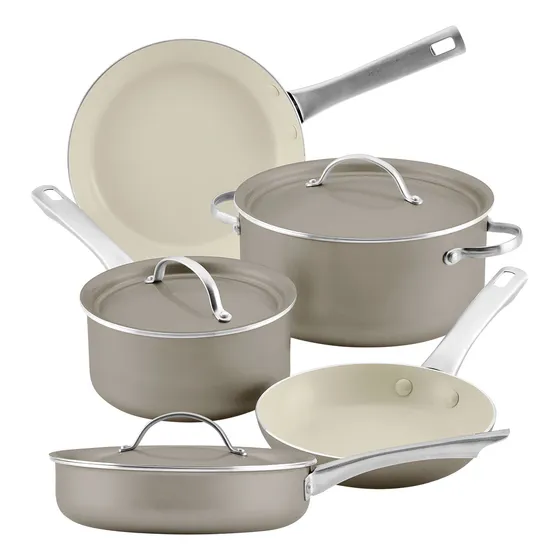 Batería 8pzs. Aluminio, Antiadhe Cerámico. Gris. Farberware