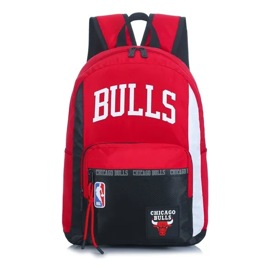 Mochila Deportiva Chicago Bulls Porta Netbook con 3 Bolsillos NBA Color Rojo/Negro Liso
