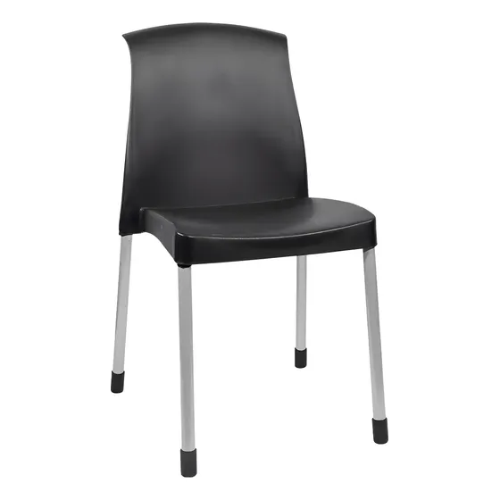 Silla Plástica Apilable Reforzada Patas De Caño Galana Malba Color Negro Para Tu Casa