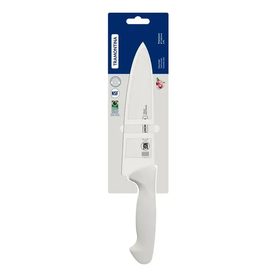 Faca Inox Açougueiro Cabo Branco 8'' Chef Premium Tramontina