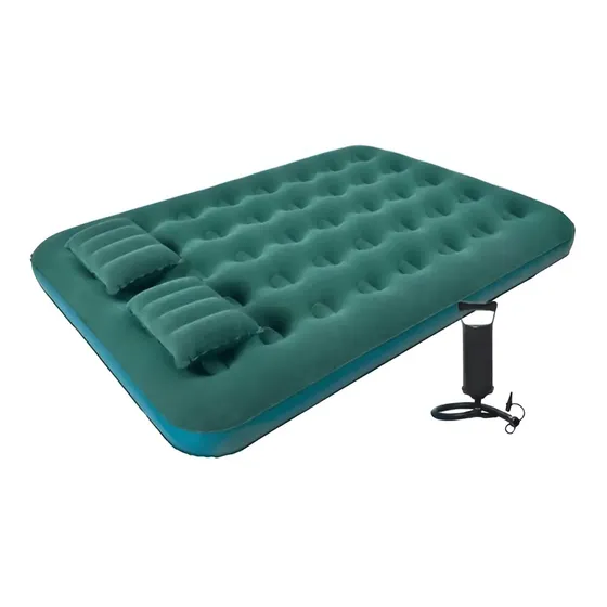 Colchón Inflable 2 Plazas Klimber Con Inflador Manual Verde + Almohadas | Cuotas sin interés