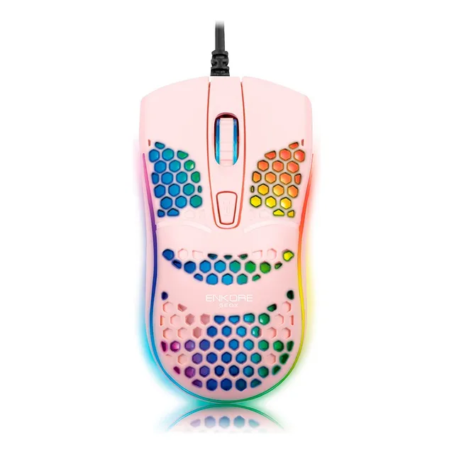 Mouse Usb Led 1600 Dpi - Enkore Geox Rosado