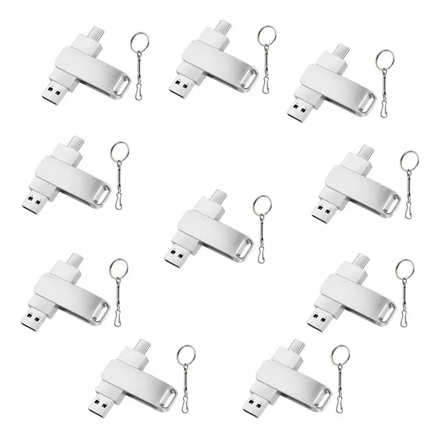 Kit 10 Memorias Usb Platakey 16g Con Llavero Metal Plateado Con Cremallera Usb