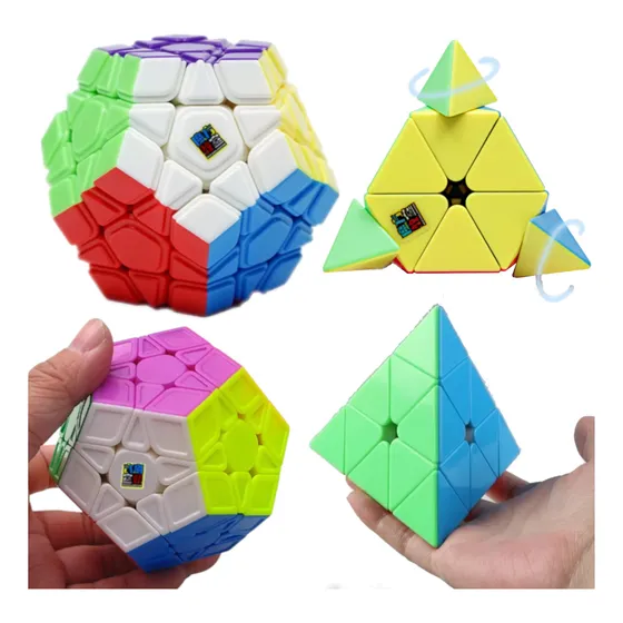 Kit Cubo Mágico Profissional Pyraminx Triângulo + Megaminx