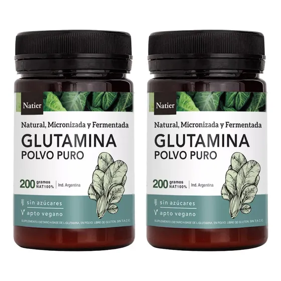 Glutamina Vegano Natural En Polvo Natier Pack X 2