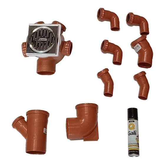 Kit Desagüe Cloacal Para Baño Sin Caños Amanco + Silicona Color Marrón