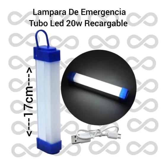 Lámpara De Emergencia Tubo Led Recargable 17cm 25w