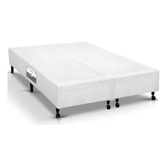 Cama Box Simples Castor King Poli Branco 180x200x27cm