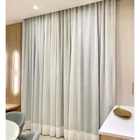 Cortina Trilho Duplo Gaze Linho C/ Blackout 100% 6m X 2,70m