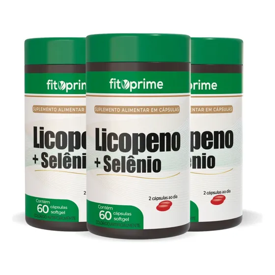 Kit 3x Licopeno + Selênio 60 Cápsulas Fitoprime Sabor Sem sabor