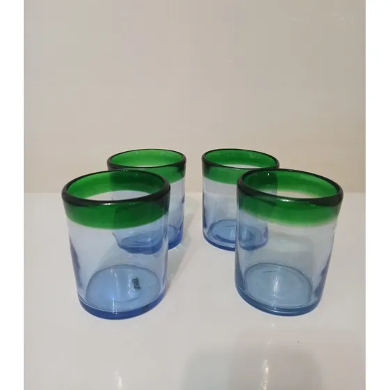 Juego De 4 Vasos Medianos De Vidrio Cristaleria Mexicana