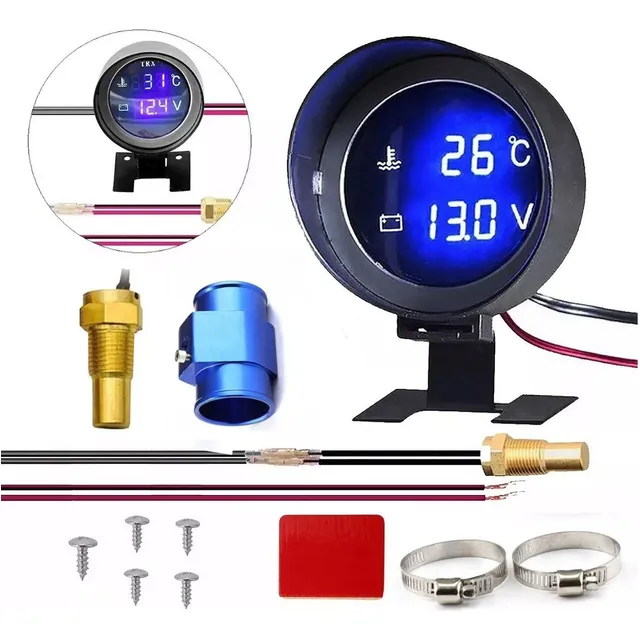 Voltímetro Medidor De Temperatura De Agua De Auto Con Sensor