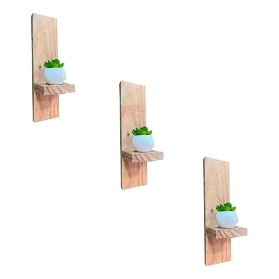 Combo Portamaceta Colgante Flotante Madera Maciza Decoración