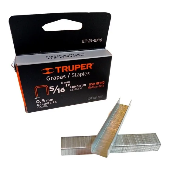Grapas X3 5/16 Truper 8,0mm Para Et-19 Y Et-21 Tapizar 1000p