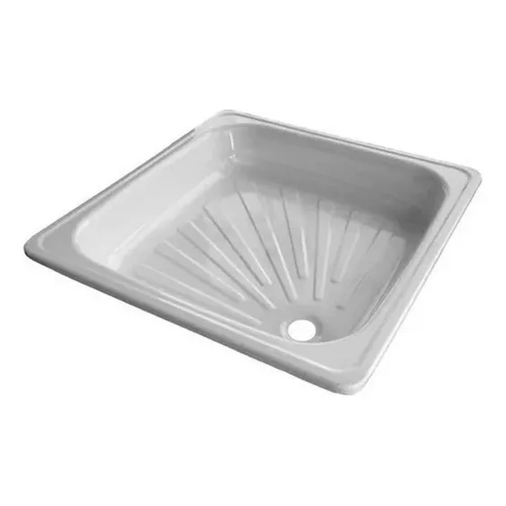 Receptaculo Piso De Ducha Baño 70x70cm Acero Esmaltado Blanco Alta Resistencia Empotrado