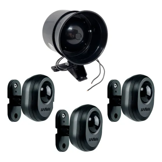 Kit 3 Sensor De Presença Movimento 1 Sirene Alarme Bivolt