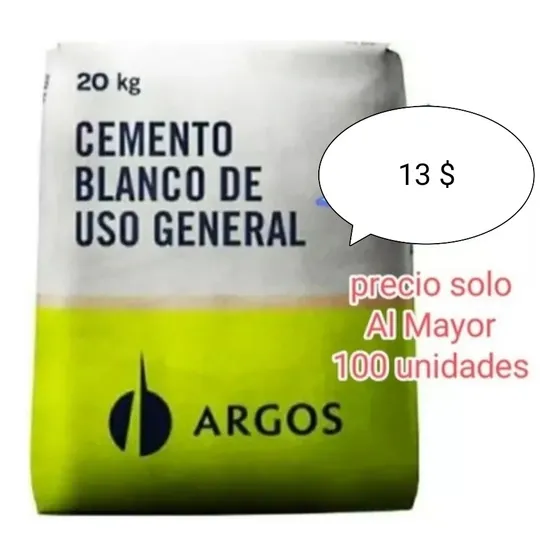 Cemento Blanco  Argos 20 Kilos Importado Ventas Al Mayor 