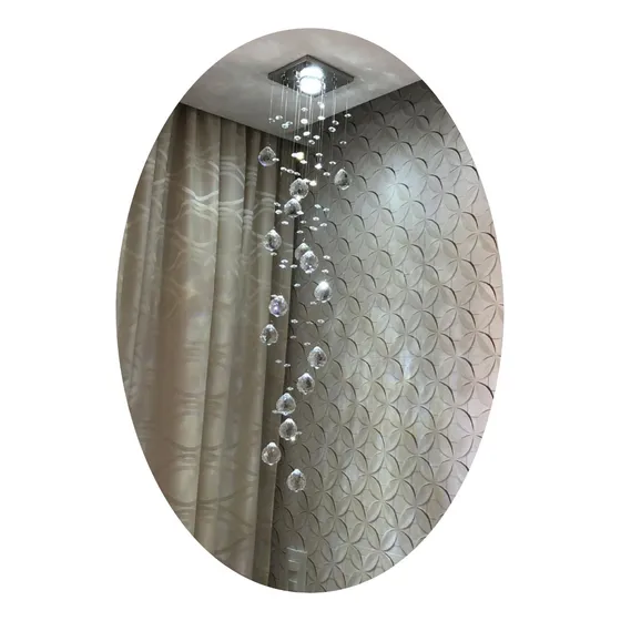 Pendente Cristal Legítimo P/ Cabeceira Lavabo + Led + Estrutura 70cm Led Quente 127/220V
