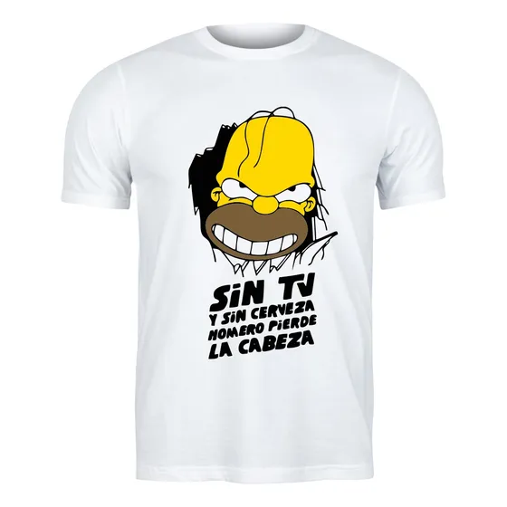 Remera Simpson Homero Sin Tv Y Sin Cerveza - Algodón
