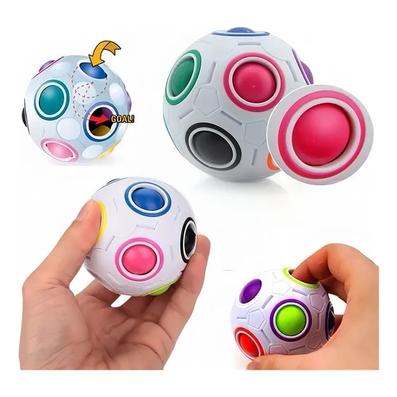 Pelota antiestrés Fidget Toy, cubo mágico, bola mágica, color pop, color blanco