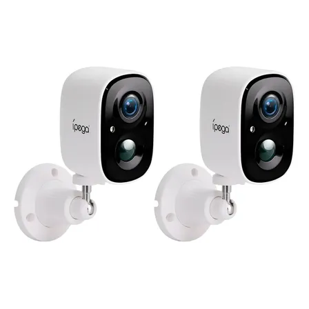 Kit2 Camera De Segurança Ip Visão Noturna Wifi Com Bateria Branco-2pcs