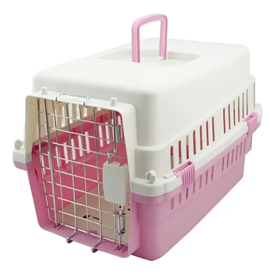 Transportadora Para Perro O Gato Puerta Metal 50x35x32cm Color Rosa