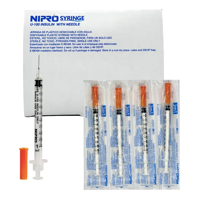 100 Jeringas Para Insulina 1ml Aguja 31x6mm Ultra Fina Nipro