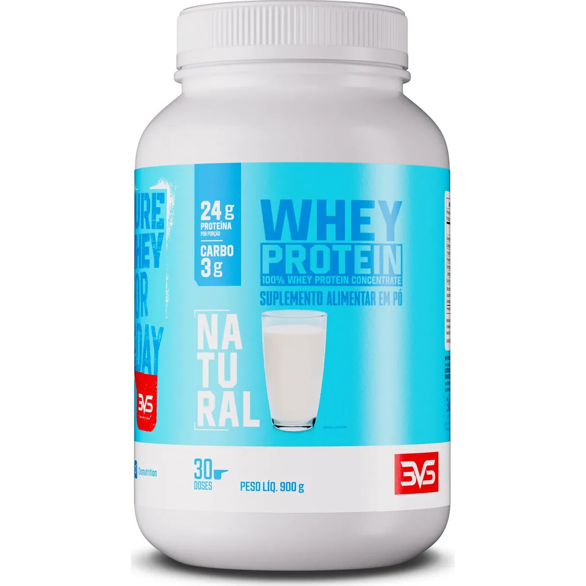 100% WHEY Protein Concentrado 900g Sabor Natural - Proteína 100% Pura - 3VS Nutrition