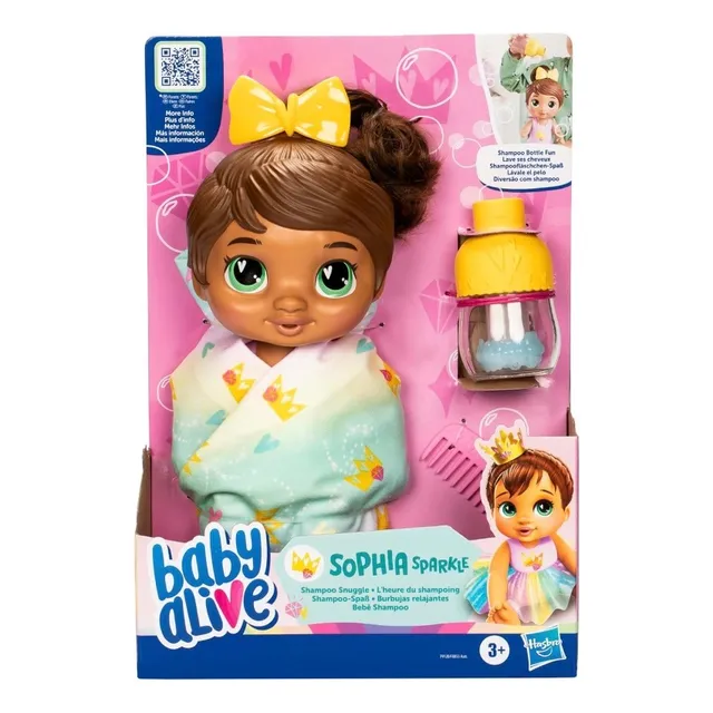 Muñeca Baby Alive Bebe Shampoo Morena Accesorios 30 Cm