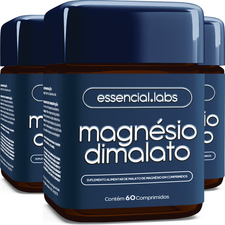 03 Potes Do Magnésio Dimalato - Fórmula 100% Pura Com Máxima Absorção E Concentração - 180 Comprimidos 03 Potes Do Magnésio Dimalato - Fórmula 100% Pura Com Máxima Absorção E Concentração - 180 Comprimidos